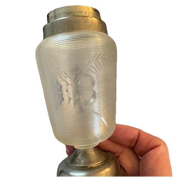 Vintage Cut Glass Jar with Metal Base & Lid Possible Spoon Holder Lepelvaasje - Picture 3 of 9